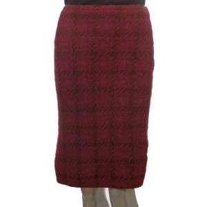 Sutton Studio Womens Red Wool Plaid Pencil Skirt XL  