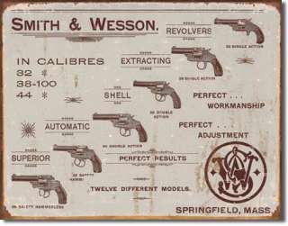 Smith & Wesson Revolvers Vintage Ad Tin Sign Reprod.  
