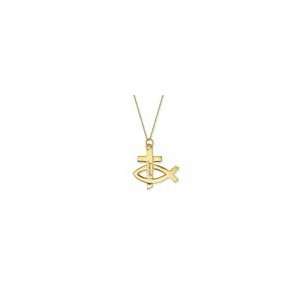  ZALES Christian Fish and Cross Name Pendant in 10K Gold (8 