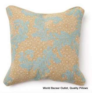 Set of 2 Decorative Pillow 18x18 Tuscan vine blue Jute Cotton Flax 