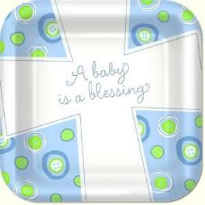 Blessed Baby Boy   Boy Baby Shower Plates   8 Square 