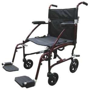  Fly Lite Transport Chair by Drive (Burgundy Frame    Black 