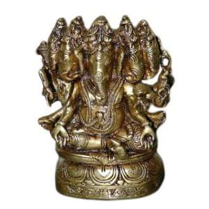   Ganesha Statue Ganesh Murti Brass Gold Idol India 8