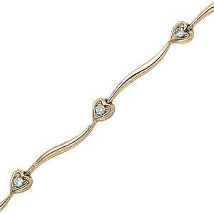    14K Yellow Gold 0.15 ct. Diamond Heart Bracelet Katarina Jewelry