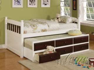 Youth White/Espresso Twin Trundle Bed  