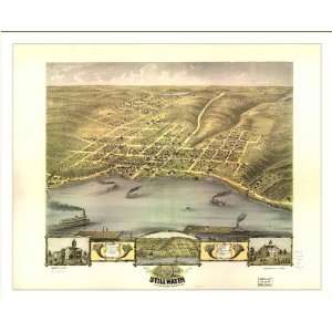 Historic Stillwater, Minnesota, c. 1870 (L) Panoramic Map Poster Print 