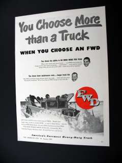 FWD Heavy Duty Truck snow plow plowing 1951 print Ad  