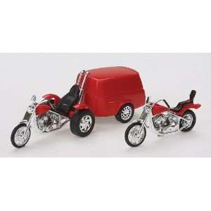  Busch HO Trike w/Trailer & Motorcycle (Red) Toys & Games