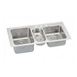  Elkay top mount triple bowl kitchen sink LGR43221 1 Hole 