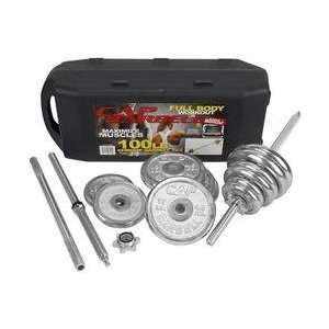 100 lb. Weight Set with Barbell, Chrome Plates & Carrying Case  