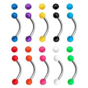    Compose of 10pcs Mixed Neon Curve Barbells   16g 3/8 Jewelry