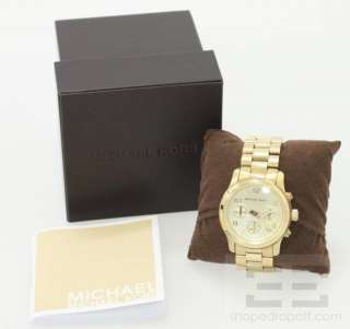 Michael Kors Gold Tone Stainless Steel Runway Chronograph Watch 