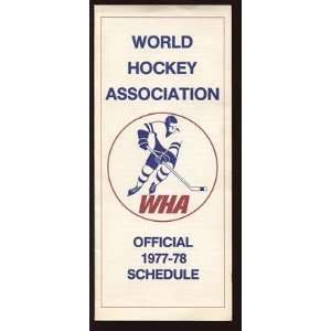  1977/78 WHA Hockey Official Schedule EXMT   Sports 