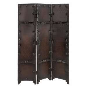  Wood Leather Room Divider Screen 69H
