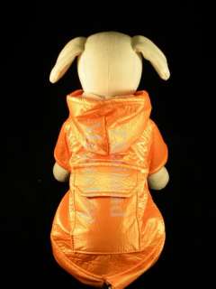 Dog Apparel DUD1 19 Raincoat Jacket Pet Clothing ORANGE  