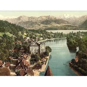 Vintage Travel Poster   Thun and the Alps Bernese Oberland Switzerland 