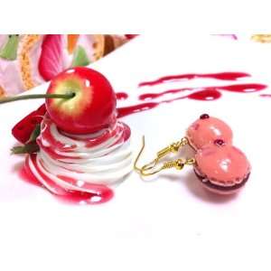 Macaron earrings Framboise pink raspberry mixed/adorable fake dessert 
