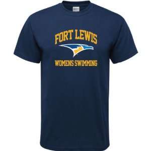  Fort Lewis College Skyhawks Navy Womens Swimming Arch T 
