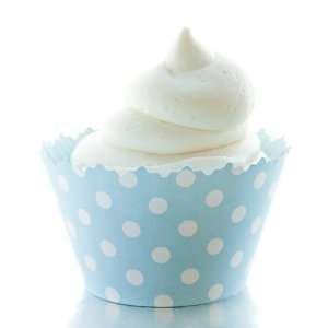Sky Blue Polka Dots Cupcake Wrappers   Set of 12   Cup Cake Essentials 