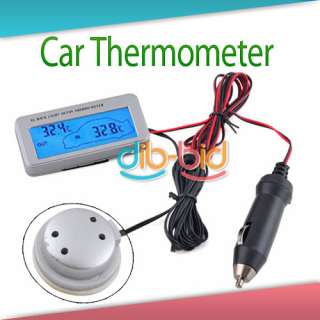   DC12V LCD Display Auto Car In Out Thermometer w/ Car Charger #3  
