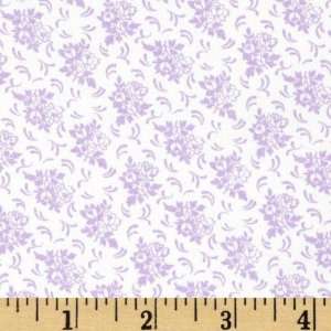  44 Wide Positively Pastel Bouquet Violet/White Fabric By 