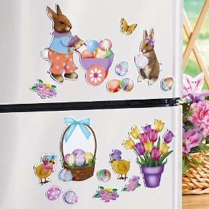  Easter Bunnies & Eggs Set of 17 Magnets 