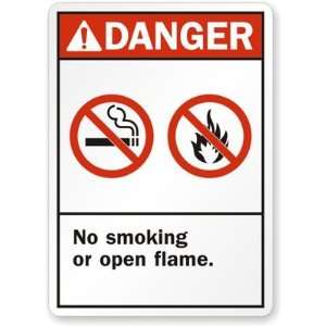   Or Open Flame (ANSI style) Plastic Sign, 14 x 10