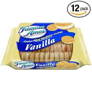 Famous Amos Vanilla Sandwich Cookies, 14 Ounce Packages (Pack of 12)