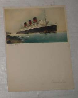 ANTIQUE 1952 CUNARD SHIP LINE RMS QUEEN MARY FAREWELL DINNER MENU 