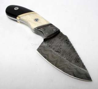 Handmade Fixed Blade Knife Damascus Steel Leather Sheath SCA Hunting 