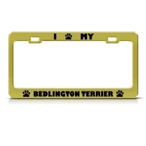  Bedlington Terrier Dog Gold Metal License Plate Frame Tag 