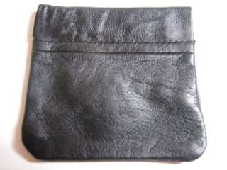 NEW BLACK LEATHER Squeeze COIN PURSE WALLET w/ KeyRing  