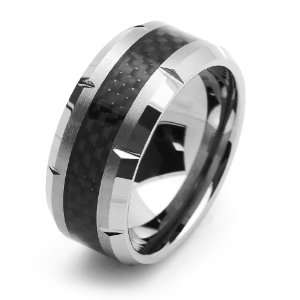   Band Carbon Fiber Inlaid Ring (7 to 15) Size 7 Cobalt Free Jewelry