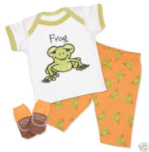 Mud Pie Baby Boy Clothes FROG OUTFIT Playset w/ SOCKS  