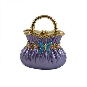   Trinket Box   Purple  Butterfly & Rose   Bejeweled
