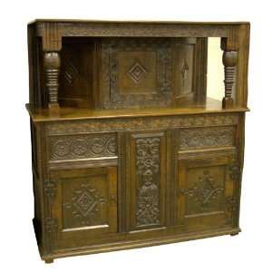    Antique Georgian Carved Oak Court Cupboard Furniture & Decor