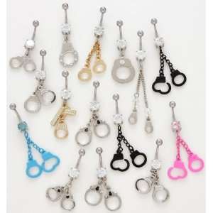  Belly Ring Handcuff Dangle Belly Ring (10) Pack 