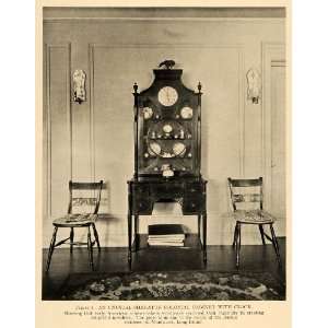   Sheraton Colonial Cabinet Clock Barnes Home   Original Halftone Print