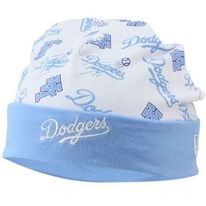  MLB L.A. Dodgers Newborn White Blue Reversible Knit Beanie 