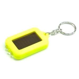  Mini Solar Powerd 3 LED Flashlight with Keychain Yellow 