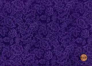 HEIRLOOM PURPLE FLORAL TOILE QUILT FABRIC  