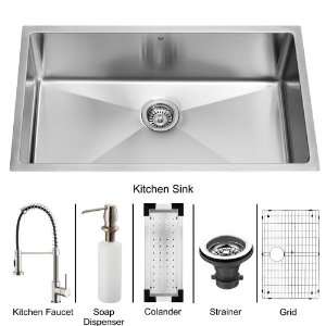 Vigo VG15079 Stainless Steel Kitchen Sink and Faucet Combos Single 