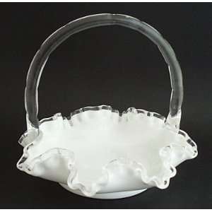  Fenton Glass Silver Crest Crystal Handled Basket #7336 