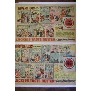  Lot of 2 Vintage Lucky Strike Happy Joe Lucky Cartoons 