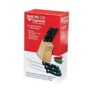 Diamond Cut Supreme 6pc Steak Knife Set in a Sturdy Wood Block  