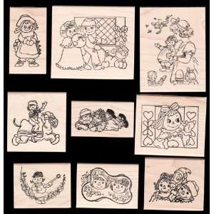   of 9 Raggedy Ann & Andy 2008 Festival Rubber Stamps