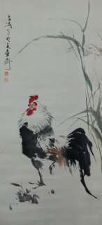 J379Chinese Scroll Painting of Flower&Bird by Wang Xuetao  