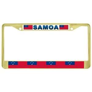  Samoa Samoan Flag Gold Tone Metal License Plate Frame 