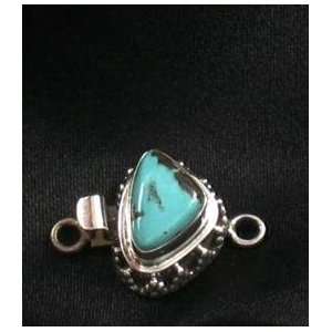   AAA CARICO LAKE TURQUOISE TRIANGLE CLASP STERLING #6~ 