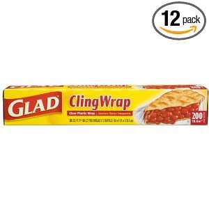  Glad Cling Plastic Wrap, 200 Foot Rolls (Pack of 12 